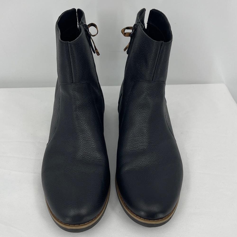 VIOLET & RED JORDYN Black Leather Ankle Boots WOMENS SIZE 11M SIDE ZIPPER - Picture 3 of 12
